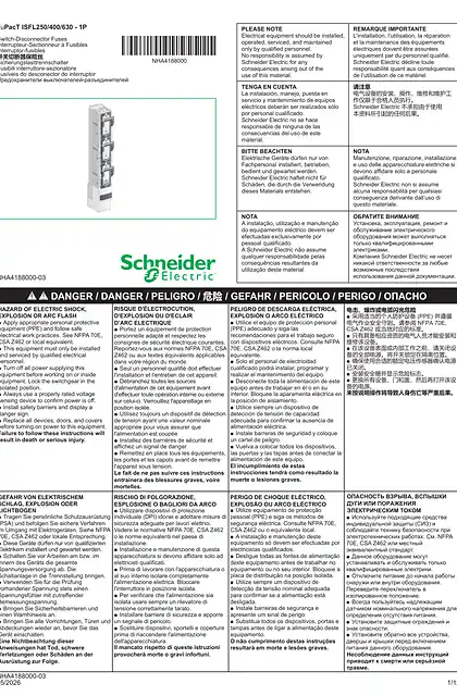 schneider施耐德FuPacT ISFL250-400-630 - Fuse-switch disconnector (single phase) - 说明页